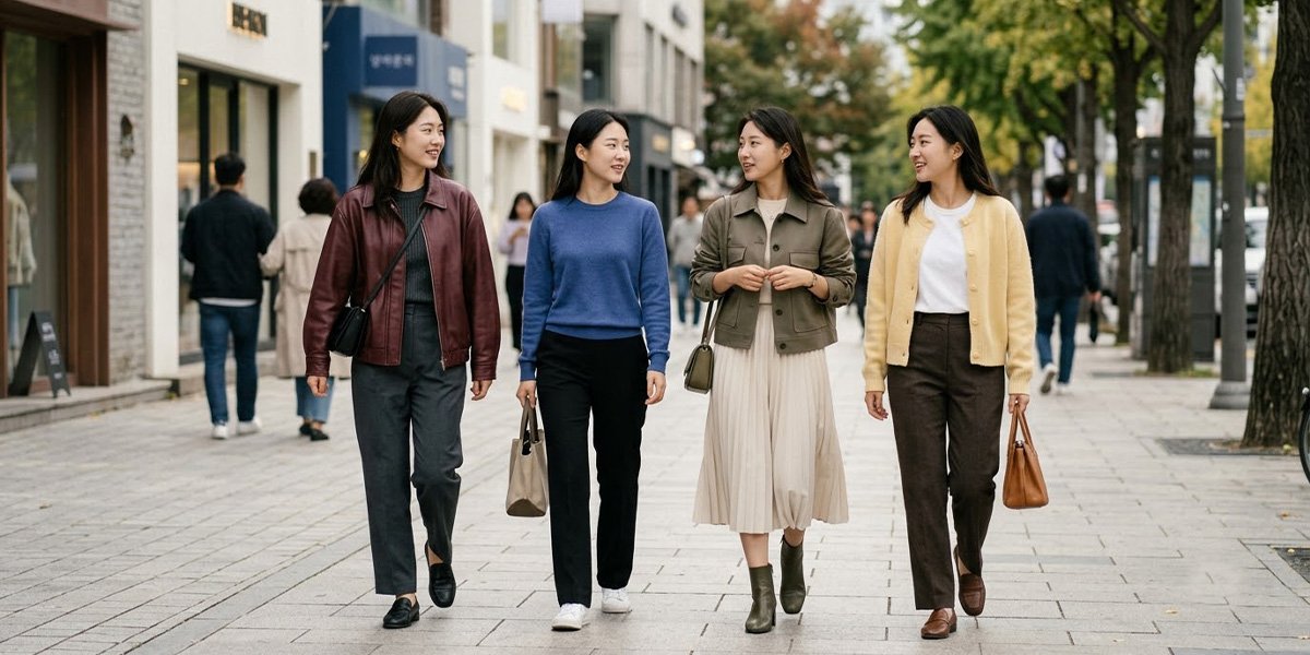 버건디와 블루, 올리브, 버터 옐로로 연출한 2026 가을 패션 컬러