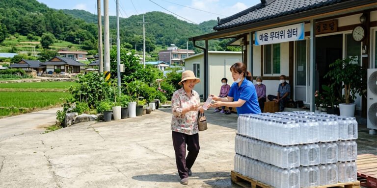 폭염 속 여름철 수분 섭취를 위한 생수 지원