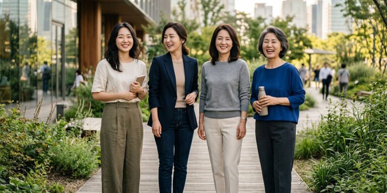 20대부터 60대까지 연령별 여성 건강 관리를 표현한 이미지