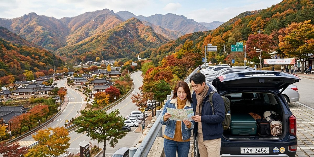가을 국내여행 할인 혜택을 확인하며 여행을 준비하는 가족
