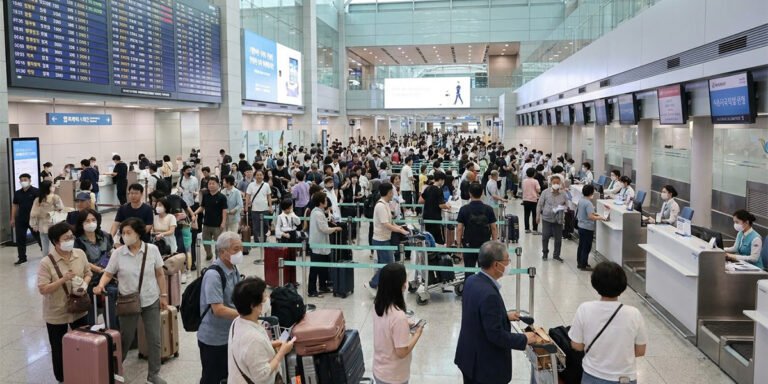 추석 연휴 해외여행객으로 붐비는 인천국제공항 출국장