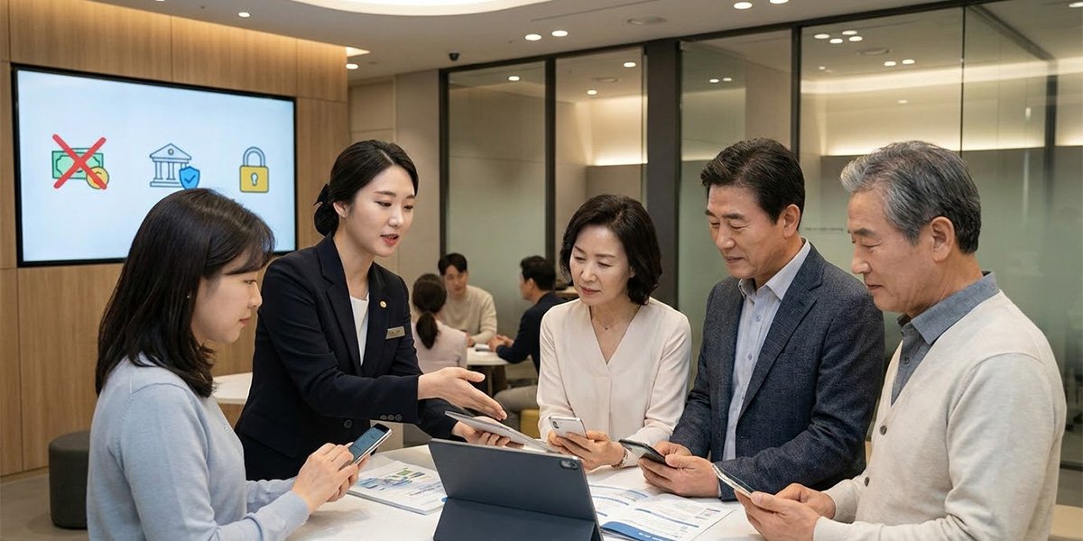 금융회사 영업점에서 보이스피싱 예방 상담을 받는 금융소비자들