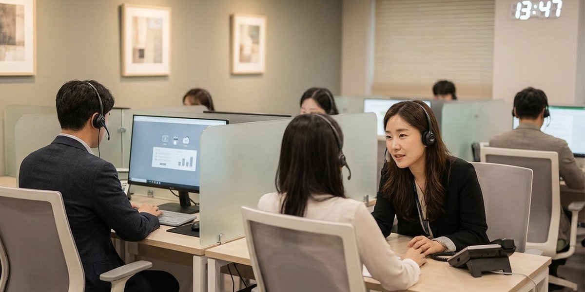 24시간 운영되는 자살예방상담전화 109 상담센터의 상담 모습