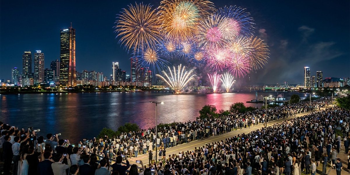 여의도 한강공원 밤하늘을 수놓는 서울세계불꽃축제 2026