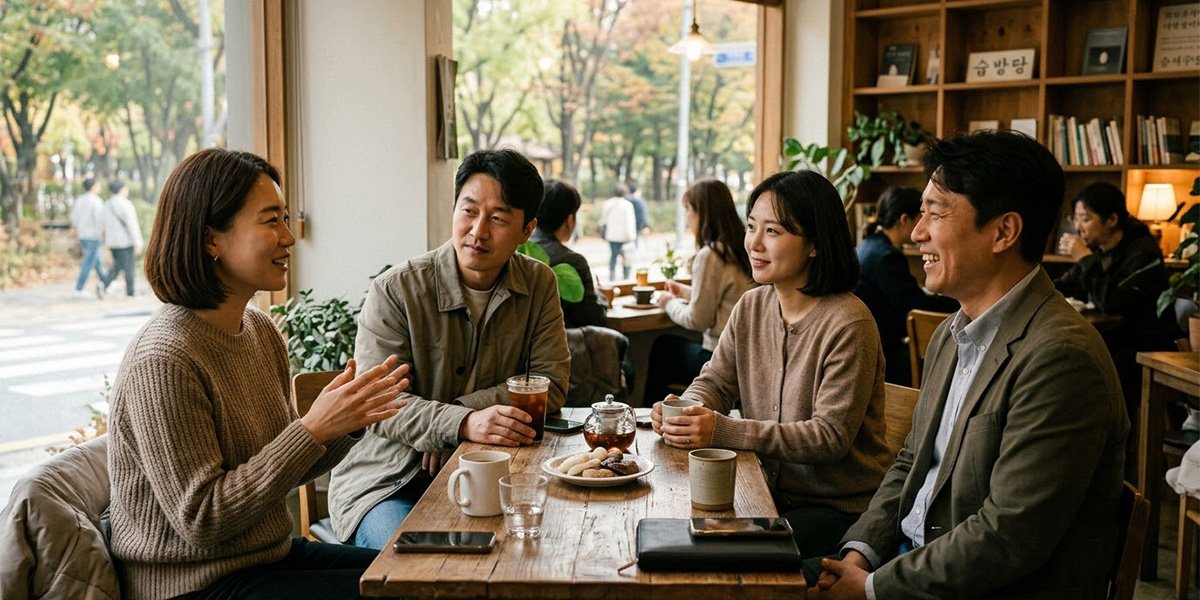 일상에서 친구들과 교류하며 사회적 관계를 유지하는 성인들