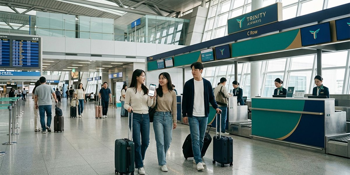 기존 티웨이항공 예약을 유지한 채 트리니티항공 카운터를 이용하는 여행객