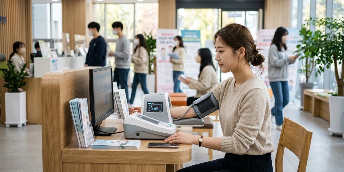 증상이 없어도 자신의 혈압을 확인하는 20대 직장인